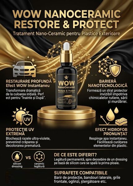 Tratament Ceramic Auto - Restaurare Plastice Ingalbenite WOW NanoCeramic